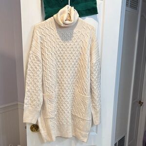 Zara Cream Turtleneck Knit Dress
